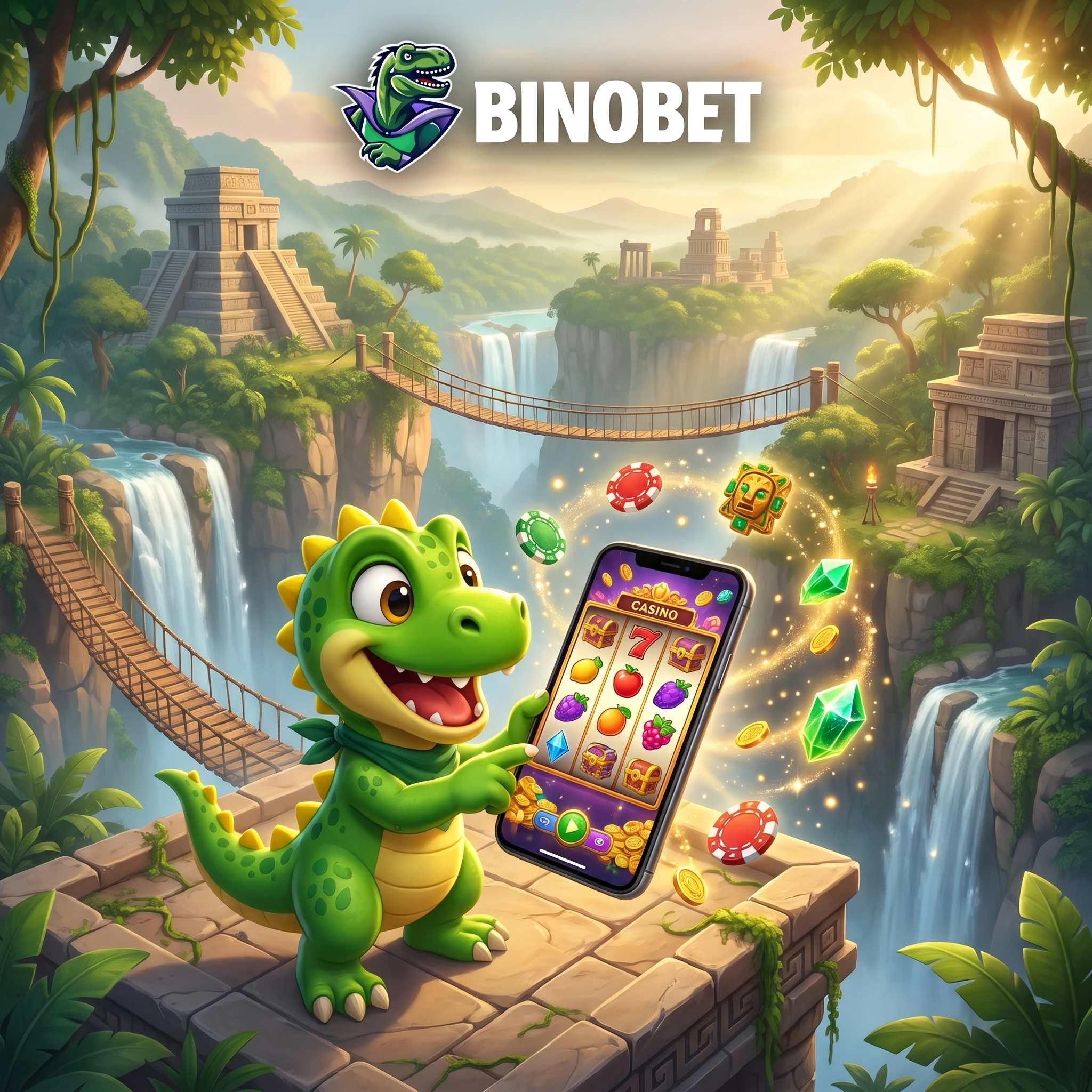Mobile casino platform in a jungle setting